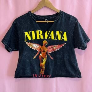 NIRVANA In Utero Band‎ T-Shirt Small Distressed Grunge Y2K Rock Tee Alt Street